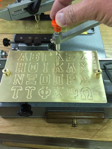 BRASS ENGRAVING PLATE FOR NEW HERMES FONT TRAY GREEK ALPHABET COLLEGE LETTERS