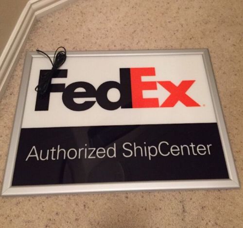 Used FedEx Authorized Ship Center LED Sign 24&#034; x 18&#034; x 1&#034;