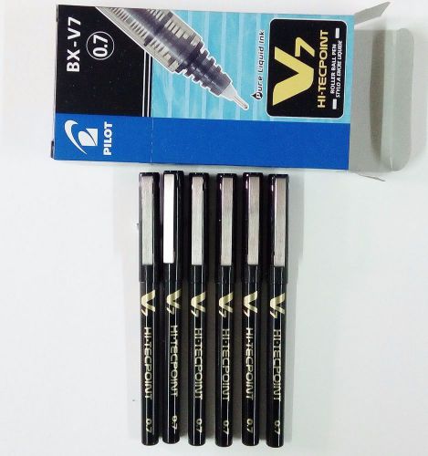 Pilot hi-tecpoint v7 0.7mm roller ball pen black ink12pcs bx-v7 pure liquid in a for sale