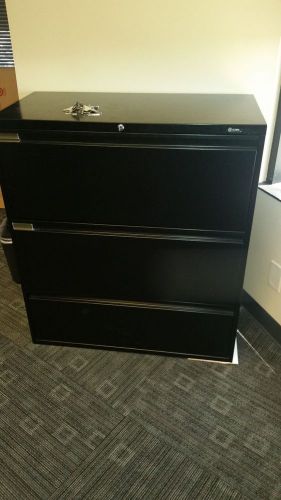 Black Lateral File Cabinet Three-drawer