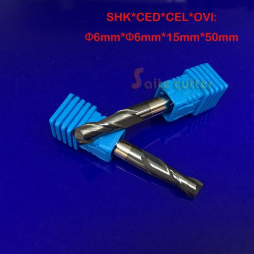 Hq solid carbide 6x6x15x50mm 2f double flute cnc end mill hrc55 stainless steel for sale