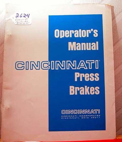 Cincinnati press brake manual (inv.2624) for sale
