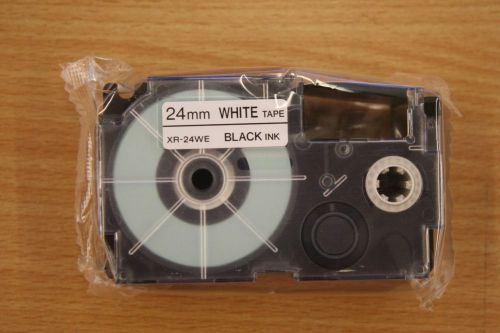Genuine Casio XR-24WE 24mm White tape/Black ink