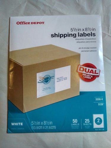 Office Depot Internet Shipping Labels_5 1/2 x 8 1/2_50_25 Sheets_Avery 5126