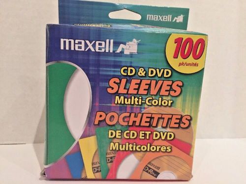 Maxell CD403 MultiColor CD &amp; DVD Sleeves 100 Pack (190132)