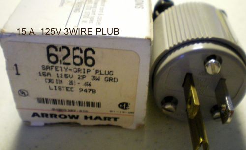 Arrow hart ah6266 15a 15 amp 125v safety grip plug new for sale