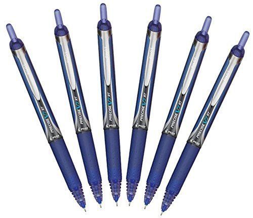 Pilot Precise V7 RT Retractable Rolling Ball Pens, Fine Point, Blue Ink, 6 Pack