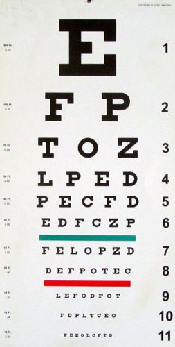 Snellen Eye Chart, Distance Vision (Pack of 25pcs) HLS EHS By BASCO DHL Shipping