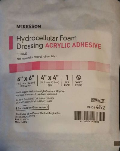 Hydrocellular Foam Dressing with Acrylic Adhesive 6&#034; x 6&#034; (4&#034; x 4&#034; Pad) - 4 ct.