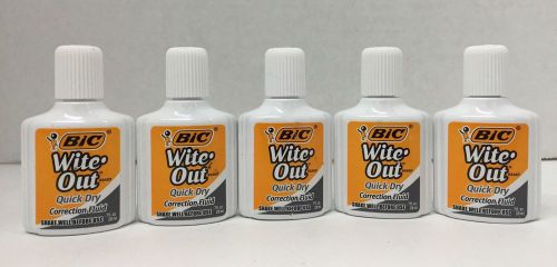 Bic Wite Out Correction Fluid Quick Dry Formula 20ml White Lot of 5 (NEW)