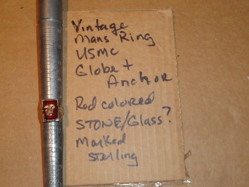 Vintage old u.s. marine &#034;class?&#034; ring &#034;sterling marked&#034; globe &amp; anchor size 8 for sale