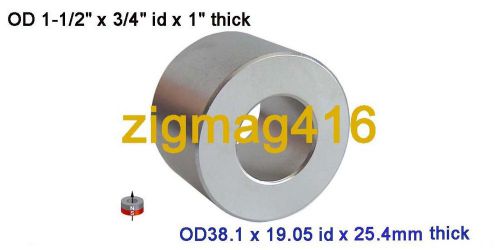 1 pc of  n52, od 1-1/2&#034; x 3/4&#034;id x 1&#034; thick neodymium rare earth ring magnets for sale