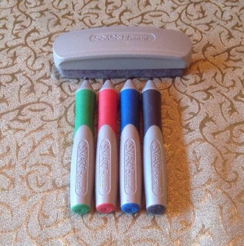 Smart Board 600 Series Pen &amp; Eraser Set Red/Green/Blue/Black Markers Gentle Use