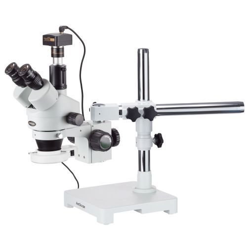 3.5x-90x trinocular led boom stand stereo microscope + 5mp camera for sale