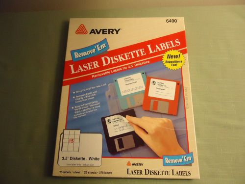 Avery Laser Diskette Labels 25 Sheets 374 Labels 3.5” Face Labels (6490)