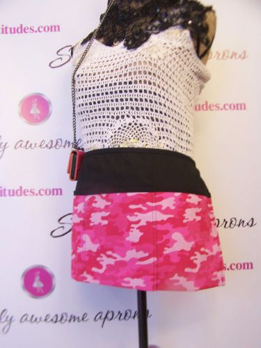 Black hot pink camouflage  3 pocket waitress waist apron bar restaurant server for sale