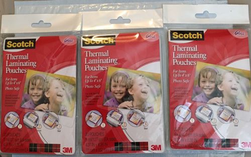 3 Scotch Thermal Laminating Heat Pouches 4&#034;x6&#034; 20 Pack(ea) 3M Free Shipping