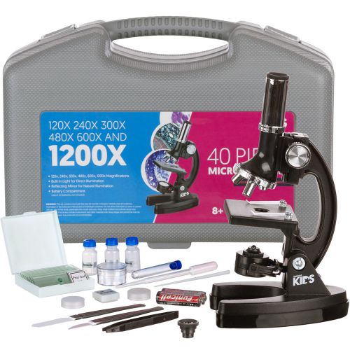 Amscope-kids 120x-1200x six-power metal arm educational biological microscope ki for sale
