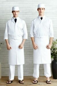 Japanese Restaurant Traditional SUSHI chef uniform Coat and Chef apron White