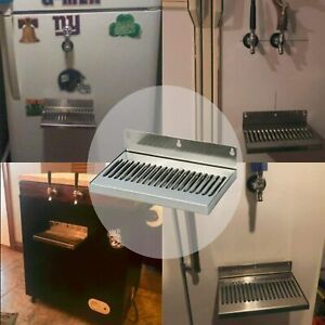 10&#034; x 6&#034; Kegerator Drip Tray Stainless Removable Grate Wall Mount Draft Beer NEW
