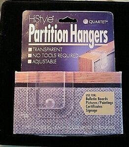 NEW Quartet CLEAR Matrix CUBICLE Partition Hangers HiStyle 2 per pack 10lbs/ea