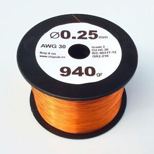 0.25 mm 30 AWG Gauge 940 gr ~2050 m (2 lb) Magnet Wire Enameled Copper Coil