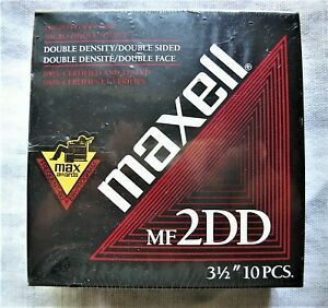 10 MAXELL MF2DD 3&amp;1/2&#034; Double Sided Double Density Floppy Disks, NEW SEALED BOX