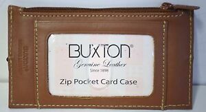BUXTON Leather BROWN Business Envelope CARD Case Holder Work ORGANIZE 5&#034; x  3&#034;