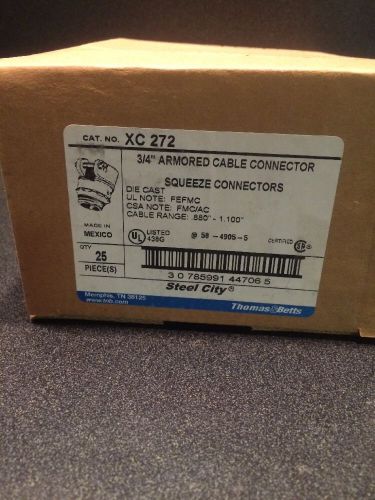 Steel City XC  272 3/4&#034;Flexible Metal Squeeze Conduit Connector (75 Total NIB).