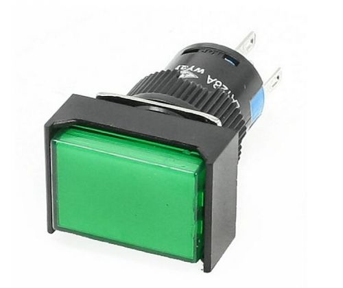 AC 250V 3A DC 30V 5A Terminals Green Rectangle Cap Momentary Pushbutton Switch