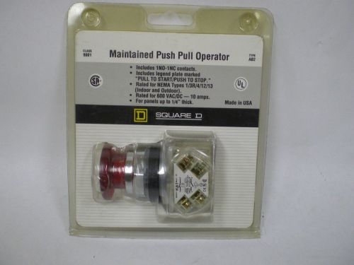 SQUARE D  Maintained Push Pull Operator (Stop Switch) new 9001 KR9R KA1