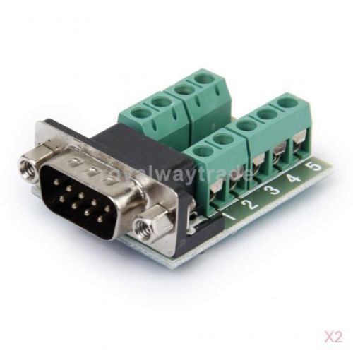 2x rs232 to db9 connector 9-pin male adapter signals terminal module for sale