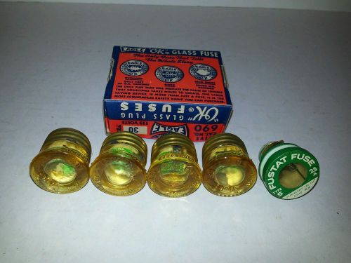 Vintage Eagle &#039;&#039;OK&#039;&#039; Round Glass Plug Fuses - in Box - Cat No 690 - 30 amp