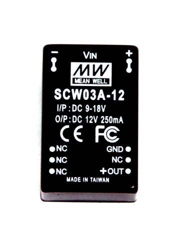 1pc SCW03A-12 DC to DC Converter Vin=12V Vout=12V Iout=250mA P=3W Mean Well MW