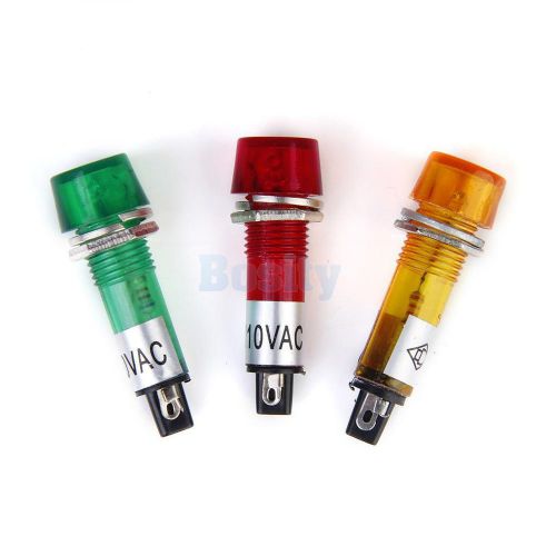 3pcs red yellow green 110v ac/dc 10mm power signal indicator pilot light bulb for sale