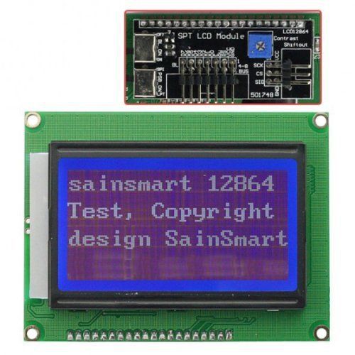 SainSmart 12864 128x64 Graphic Blue LCD Display Module Backlight For Arduino UNO