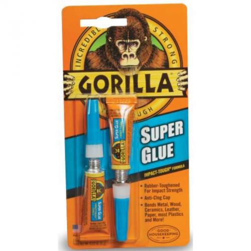 Gorilla Super Glue - Two 3G Tubes 7800102 GORILLA PVC CEMENT LLC Super Glue