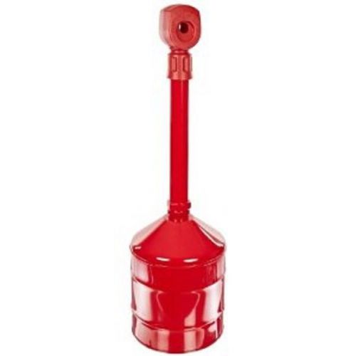 Justrite 5 Gallon Heavy Duty Cease Fire Red Cigarette Receptacle Butt Can 26811R