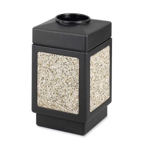 Safco 9471 square top receptacle 38 gal 18-1/4inx18-1/4inx31-1/2in black for sale