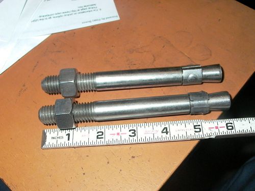 LOT OF TWO 5/8&#034; X 6&#034; STAINLESS STEEL ANCHOR STUDS