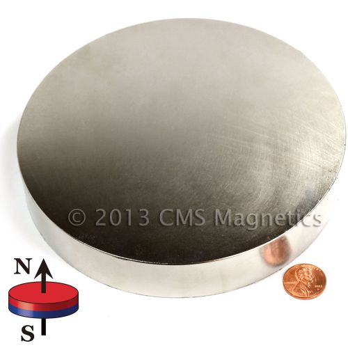 Neodymium disk magnet 540 lb pull n42 dia 6&#034; x 1&#034; ndfeb rare earth lot 1 for sale