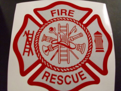 Maltese cross 8&#034; fire/rescue  white/red reflective decal for sale