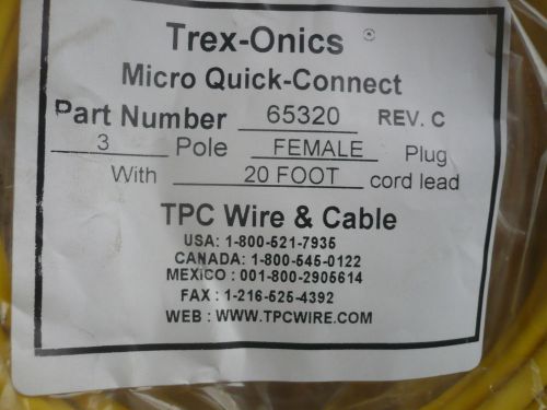 New in Plastic Trex-onics 65320 20ft Female Plug 3 Pole