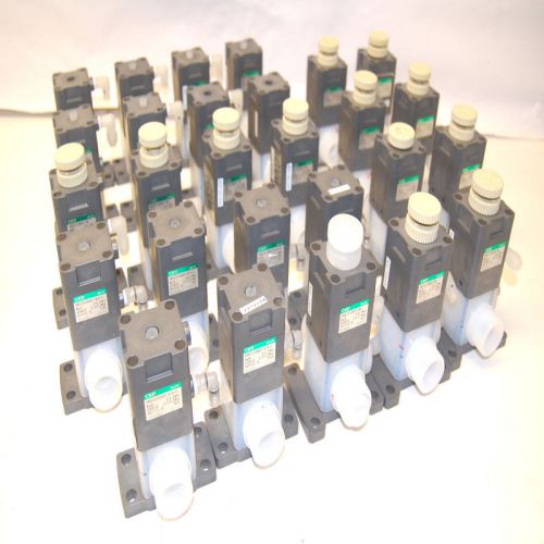 Assorted lot of 27 ckd amd412-20bup-33b,63b,16-6-3,16-1-3,13b pfa fluid valves for sale