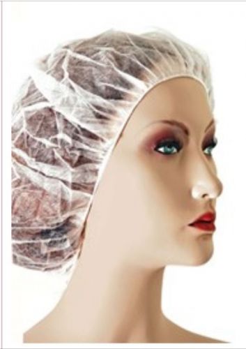 100 WHITE 21&#034; DISPOSABLE BOUFFANT HAIR COVER CAPS