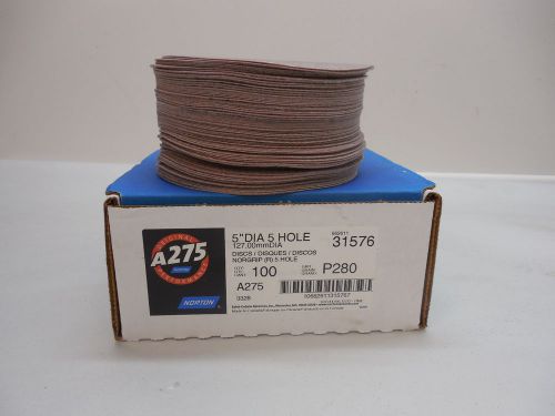 Norton a275 5&#034; dia. 5-hole abrasive sanding discs p-280 qty-100 new for sale