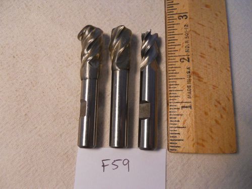 3 new 3/8&#034; shank hss end mills. 4 fl. 3/8&#034; slightly under / over sized usa f59 for sale