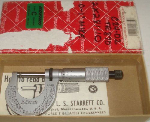Starrett no. t230xrl-1 carbide tipped 230 series 1 inch satin chrome micrometer for sale
