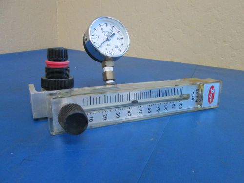 Dwyer scfh air flowmeter with regulator and pressure gauge 0 - 100psi for sale