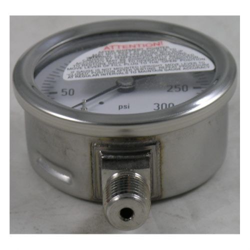 Wika t232.53 pressure gauge, 0-300 psi, 2.5&#034; dial w/ 1/4&#034; npt bottom mount, dry for sale